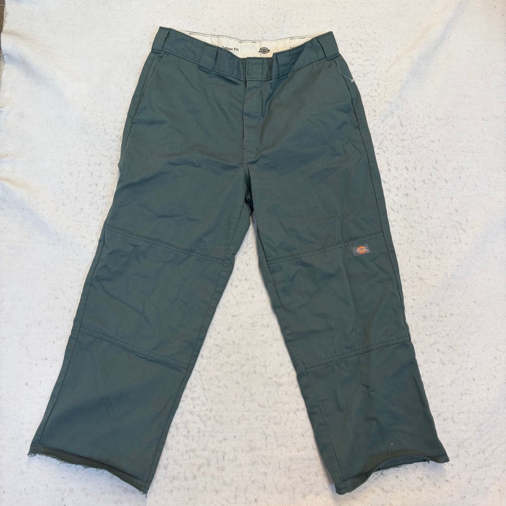 Dickies Double Knee Work Pants Mens 34x27 Green Loose Fit